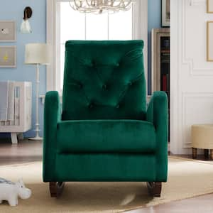 Green Modern High Back Comfortable Rocking Armchair for Baby Room, Living Room(Set of 1)