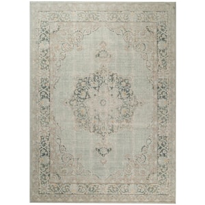 Century Sea Green 2 ft. x 3 ft. Vintage Medallion Area Rug