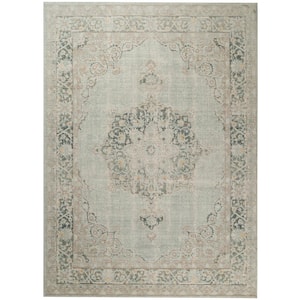 Century Sea Green 3 ft. 11 in. x 5 ft. 11 in. Vintage Medallion Area Rug