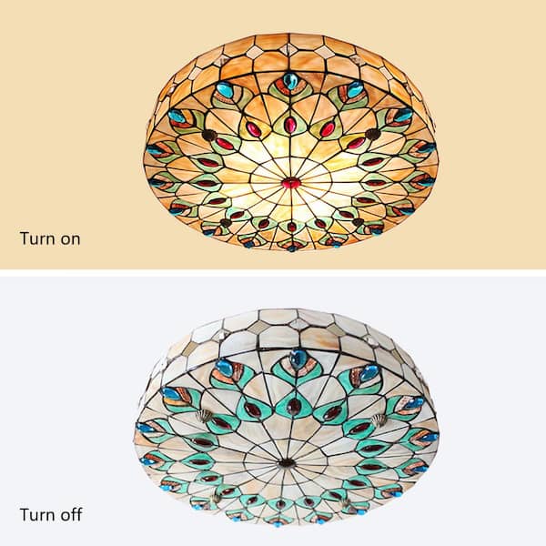 OUKANING 23 in. 1-Light Elegant Retro Indoor Colorful