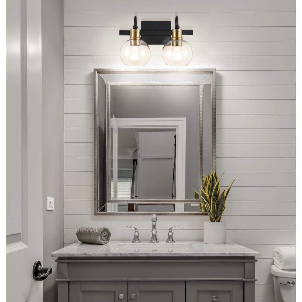 Marais 14.5" Black and Brass Iron Bathroom Vanity Light