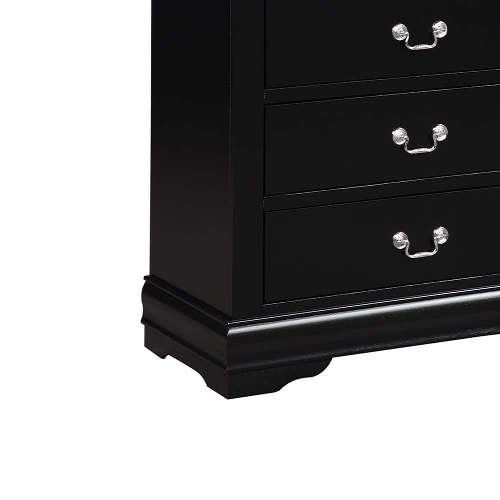 Black Pine Wood Chest with Dovetail Drawers