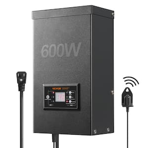 Low Voltage 600-Watt Metal Landscape Lighting Transformer with Timer Photocell Sensor 120 VAC to 12/14 VAC for Outdoor