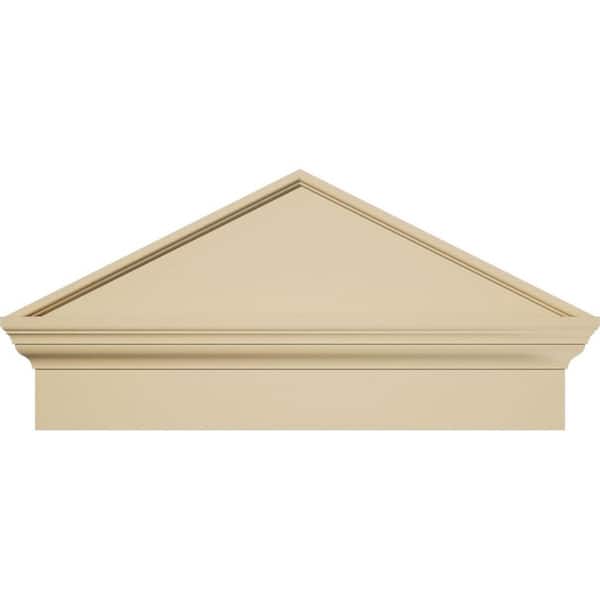 Ekena Millwork 28-in W x 13-7/8-in H x 2-3/4-in P (Pitch 6/12) Peaked Cap Smooth Signature Urethane Combination Pediment, Primed Tan