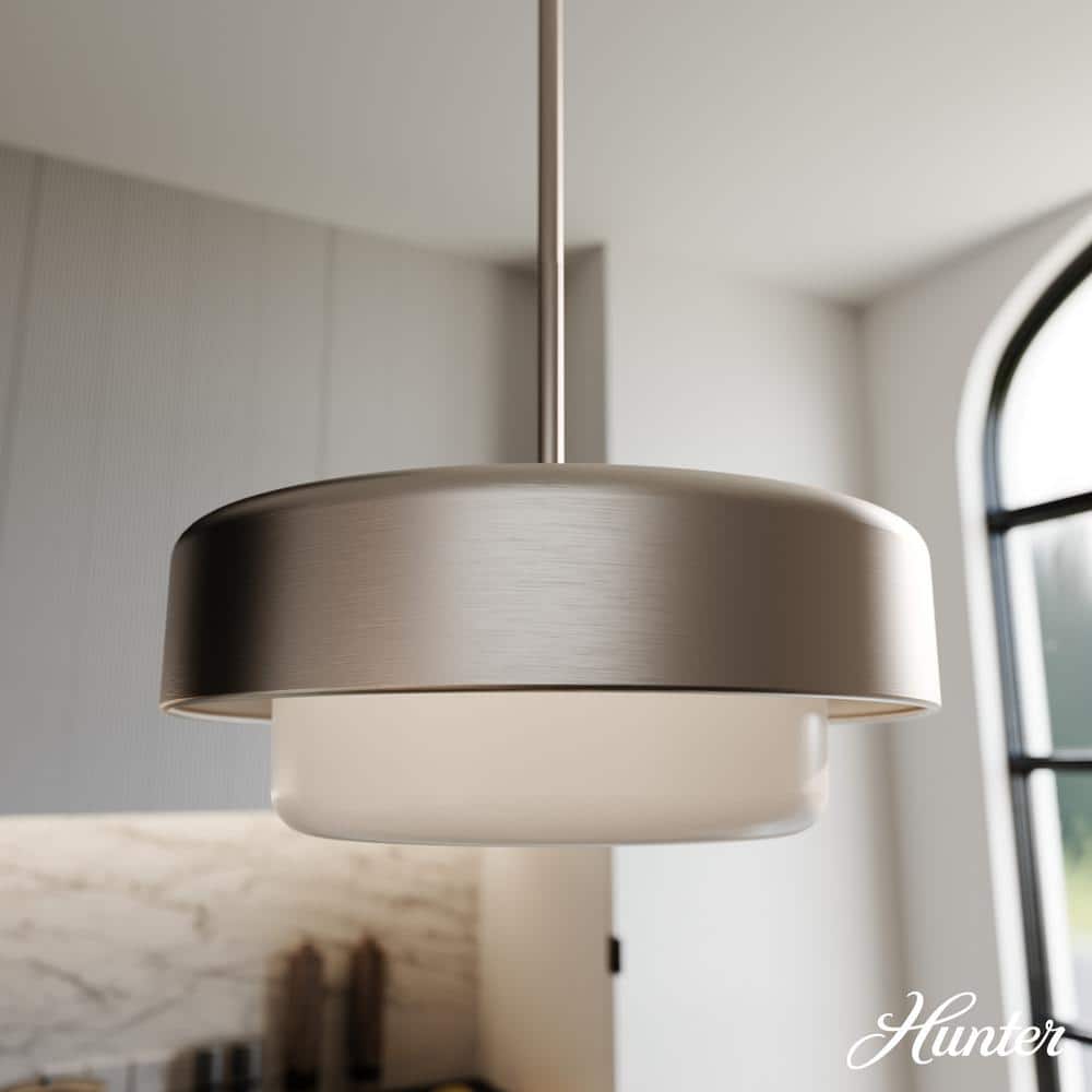 Station 2-Light Brushed Nickel Shaded Pendant Light with Cased White Glass Shade price history on PriceWatchPro