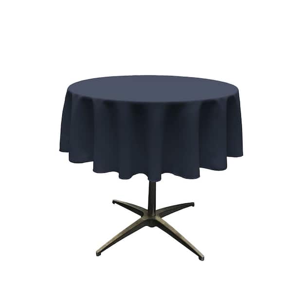LA Linen 51 in. Round Navy Blue Polyester Poplin Tablecloth