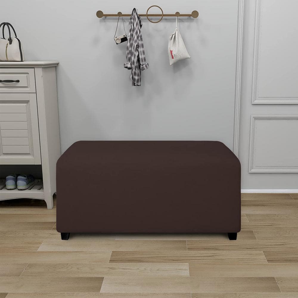 Chocolate Polyester Large Super Stretch Soft Form Rectangular Ottoman Slipc