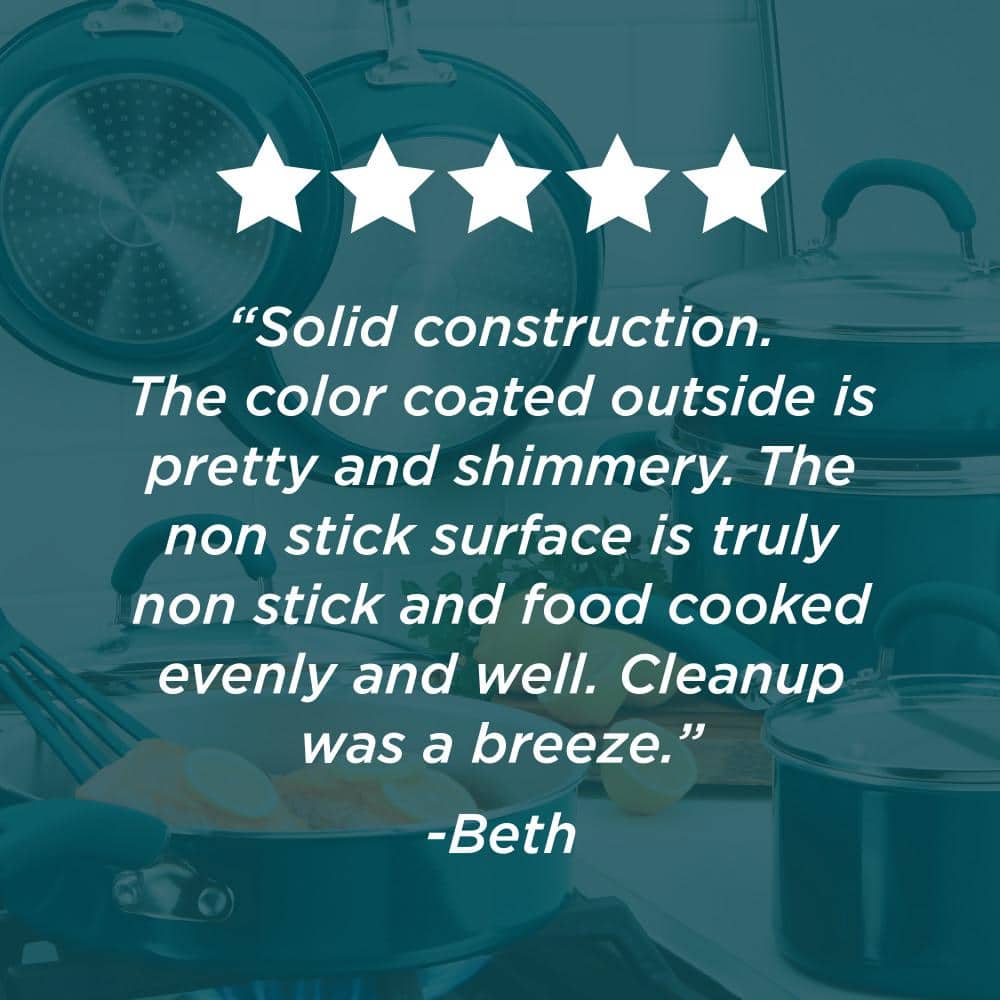 Teal Shimmer 14.25-Inch Aluminum Nonstick Wok with Silicone Handles