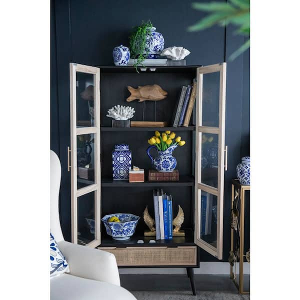 Blue Porcelain 11 in. x 6 in. Centerpiece Decorative Bowl, for