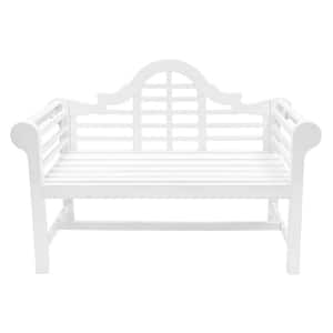 4 ft. White Wooden Indoor/Outdoor Lutyens Bench, Home Patio Garden Deck Seating