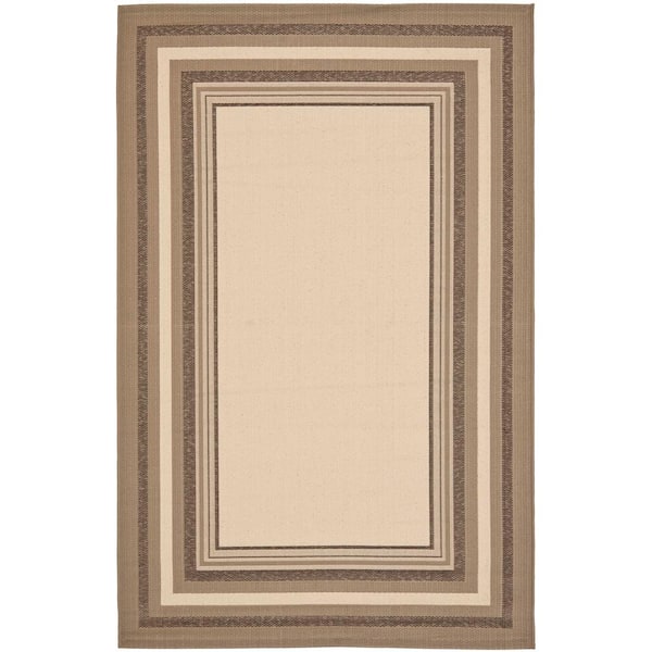 SAFAVIEH Courtyard Beige/Dark Beige Doormat 3 ft. x 5 ft. Border Indoor/Outdoor Patio Area Rug