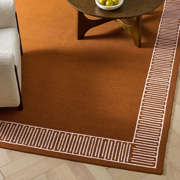 Metro 9 ft. x 12 ft. Rust/Ivory Border Area Rug