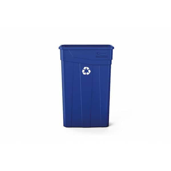 23 Gal. Plastic Household Blue Slim Recycle Trash Can
