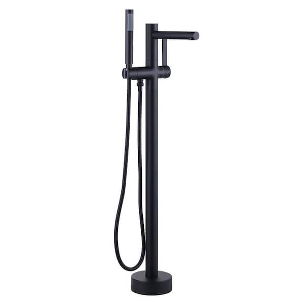 Single Handle Freestanding Tub Faucet with Hand Shower in Matte Black