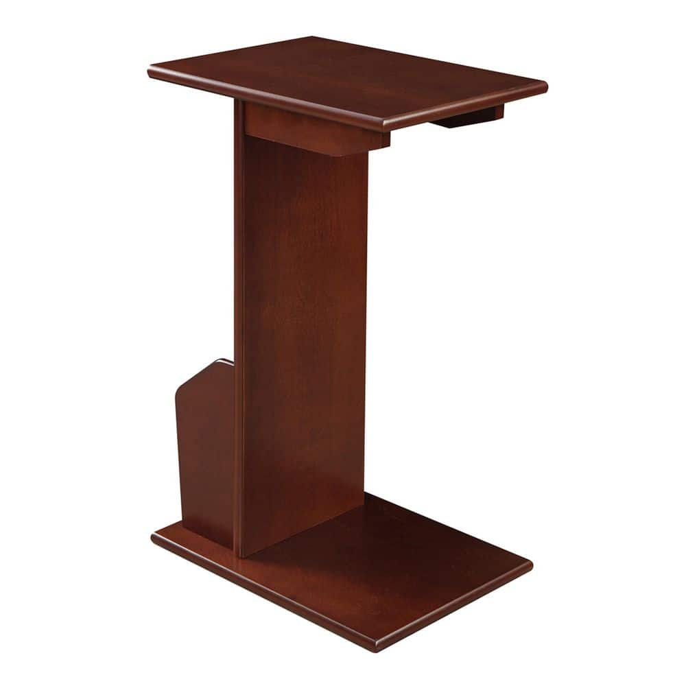 Mahogany C-Shaped Magazine Holder Side Table