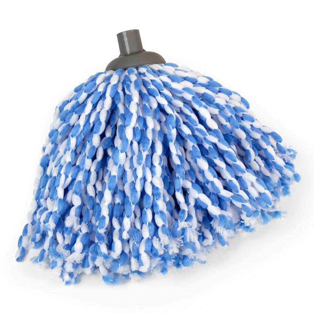 Blue and White Microfiber Braided Loop String Wet Mop Head