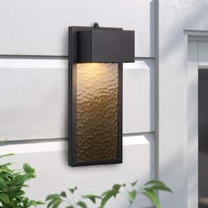 1-Light Black Outdoor Hardwired LED Flush Mount Wall Sconce Dusk to Dawn