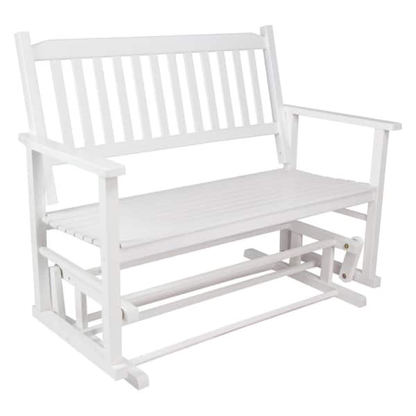 white outdoor glider loveseat