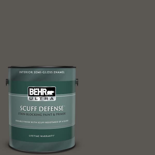 BEHR ULTRA 1 gal. #BXC-17 Dominant Gray Extra Durable Semi-Gloss Enamel Interior Paint & Primer