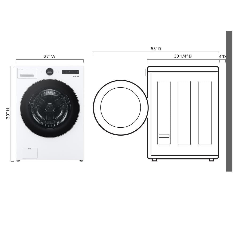 White High Efficiency Smart Front Load Washer with Steam Setting