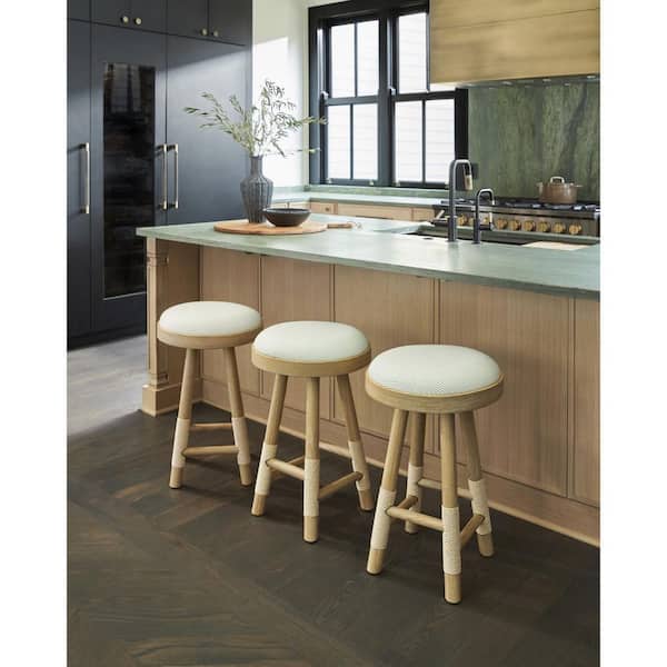 Becki Owens Esmarca Modern Coastal Stool, Blue/Tan, 26 in. H 17 in. W 17 in. D
