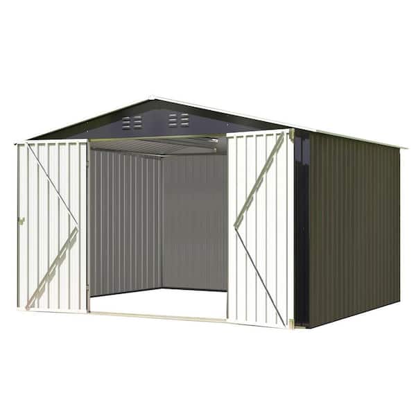 10 ft. W x 10 ft. D Metal Shed with Lockable Door and Shutter Vents (100 sq. ft. )