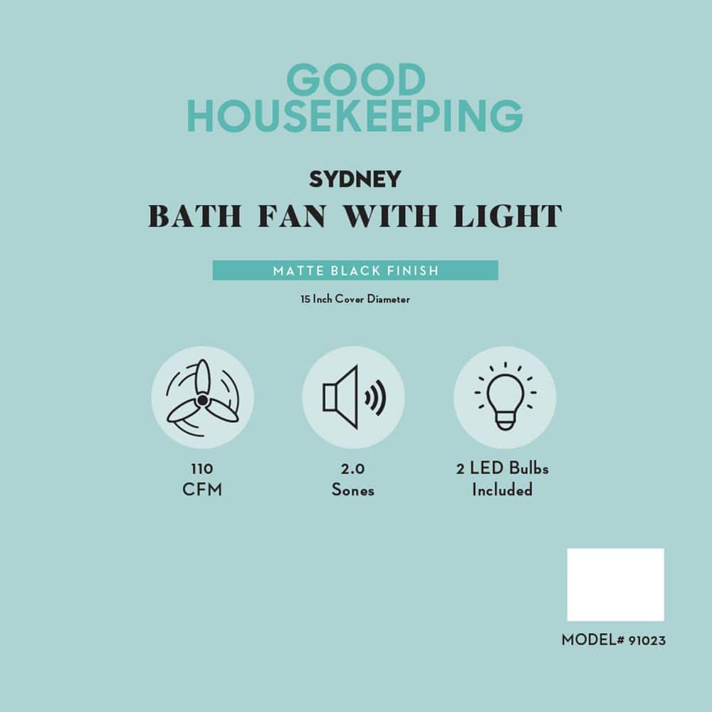 Matte Black Round LED Bathroom Exhaust Fan with Frosted Glass
