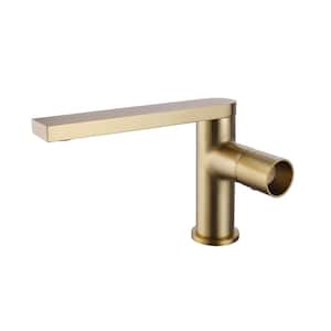 Single Handle Single Hole Bathroom Faucet Brass Modern Sink Basin Faucets in Brushed Gold