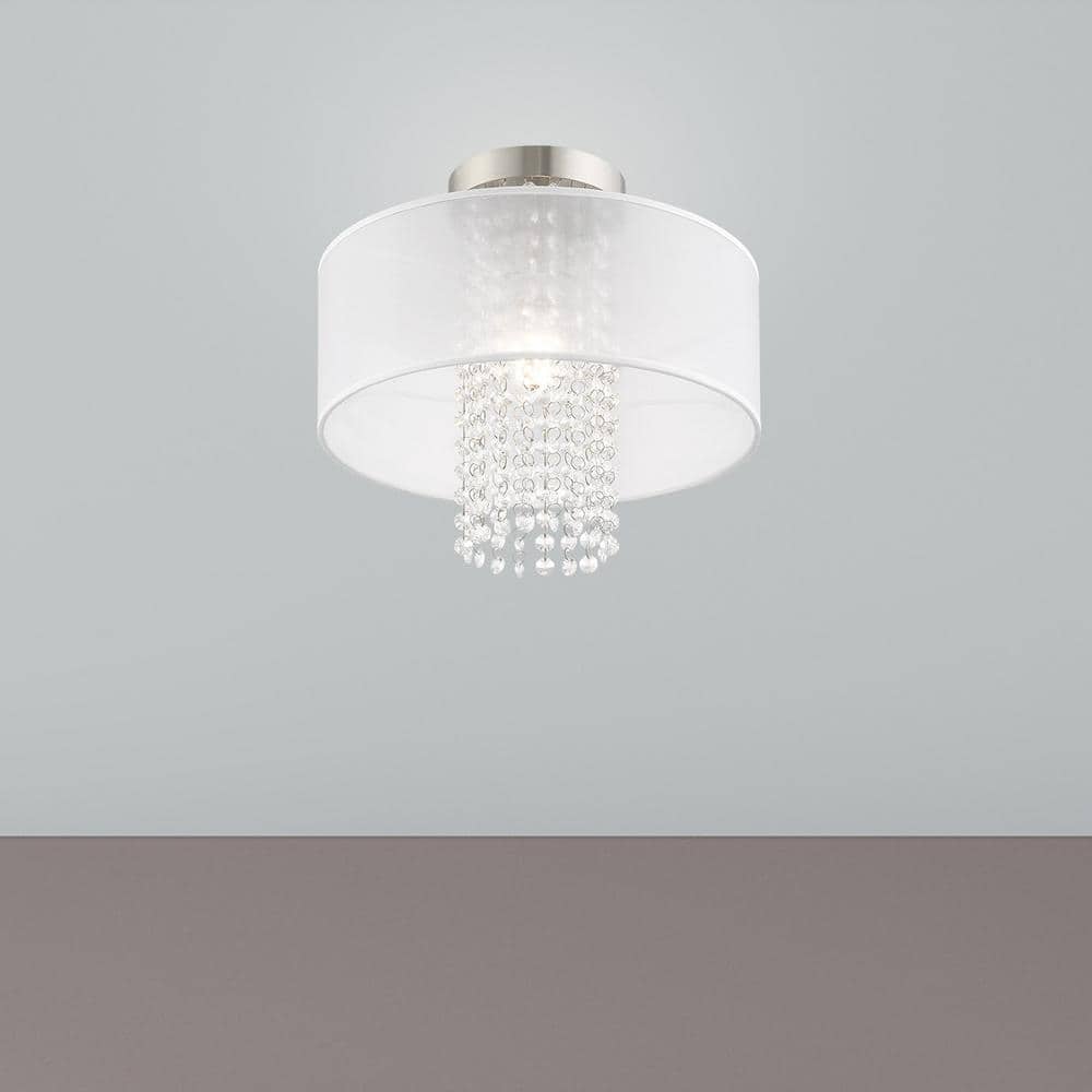 Bella Vista Brushed Nickel Crystal Drum Ceiling Light