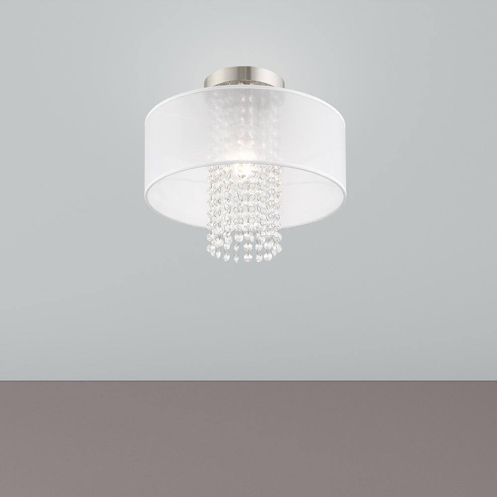 Bella Vista Brushed Nickel Crystal Drum Ceiling Light