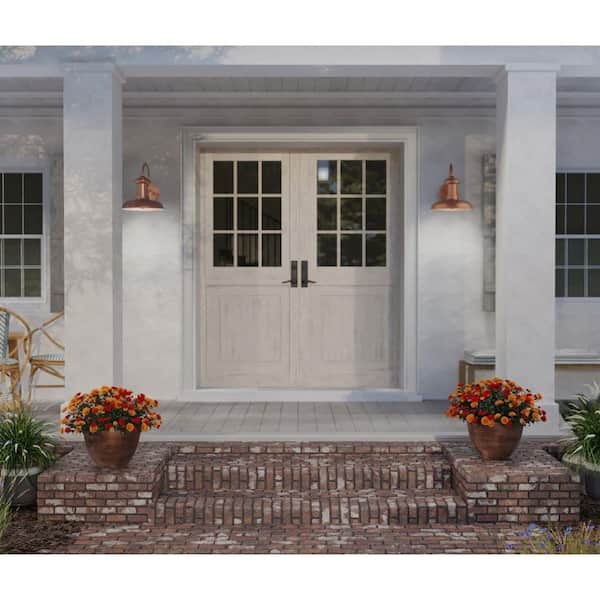 Brookside Collection 12 in.1-Light Solid Copper Farmhouse Outdoor Large Wall Lantern Light