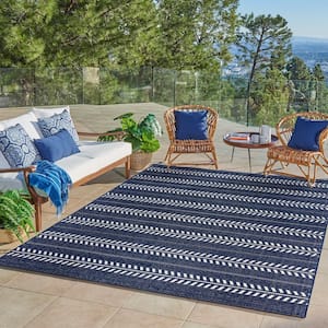 Paseo Moran Stripe Navy/White 6 ft. x 9 ft. Striped Indoor/Outdoor Area Rug