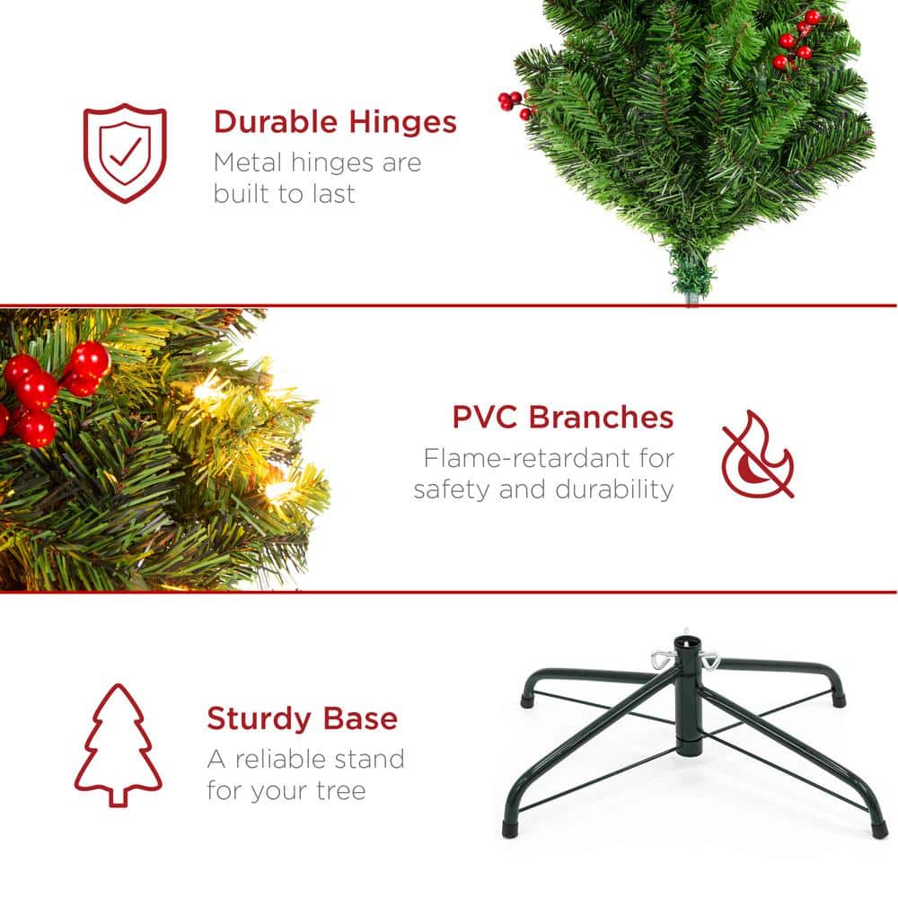 12ft Pre-Lit Green Spruce Pencil Christmas Tree with Lights