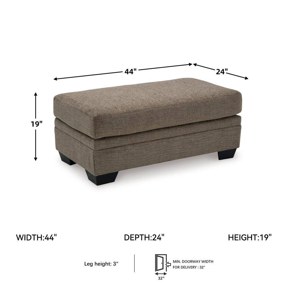 Dimension diagram of the Signature Design By Ashley Gray Rectangle Accent Ottoman