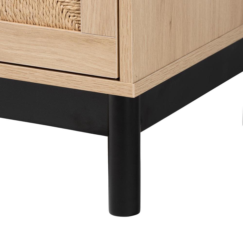 Cherelle Light Brown and Black 3-Drawer Mid-Century Storage Cabinet