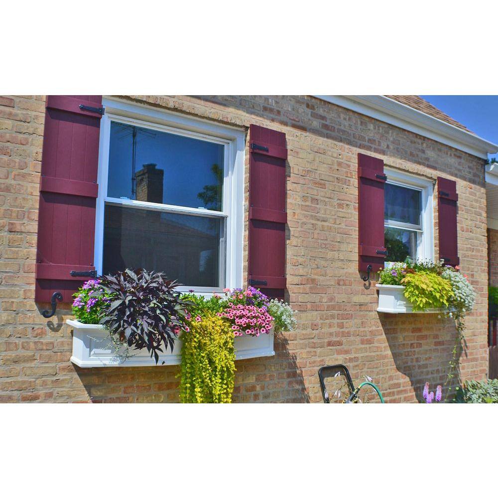 45"H White Vinyl Board and Batten Shutters, Paintable