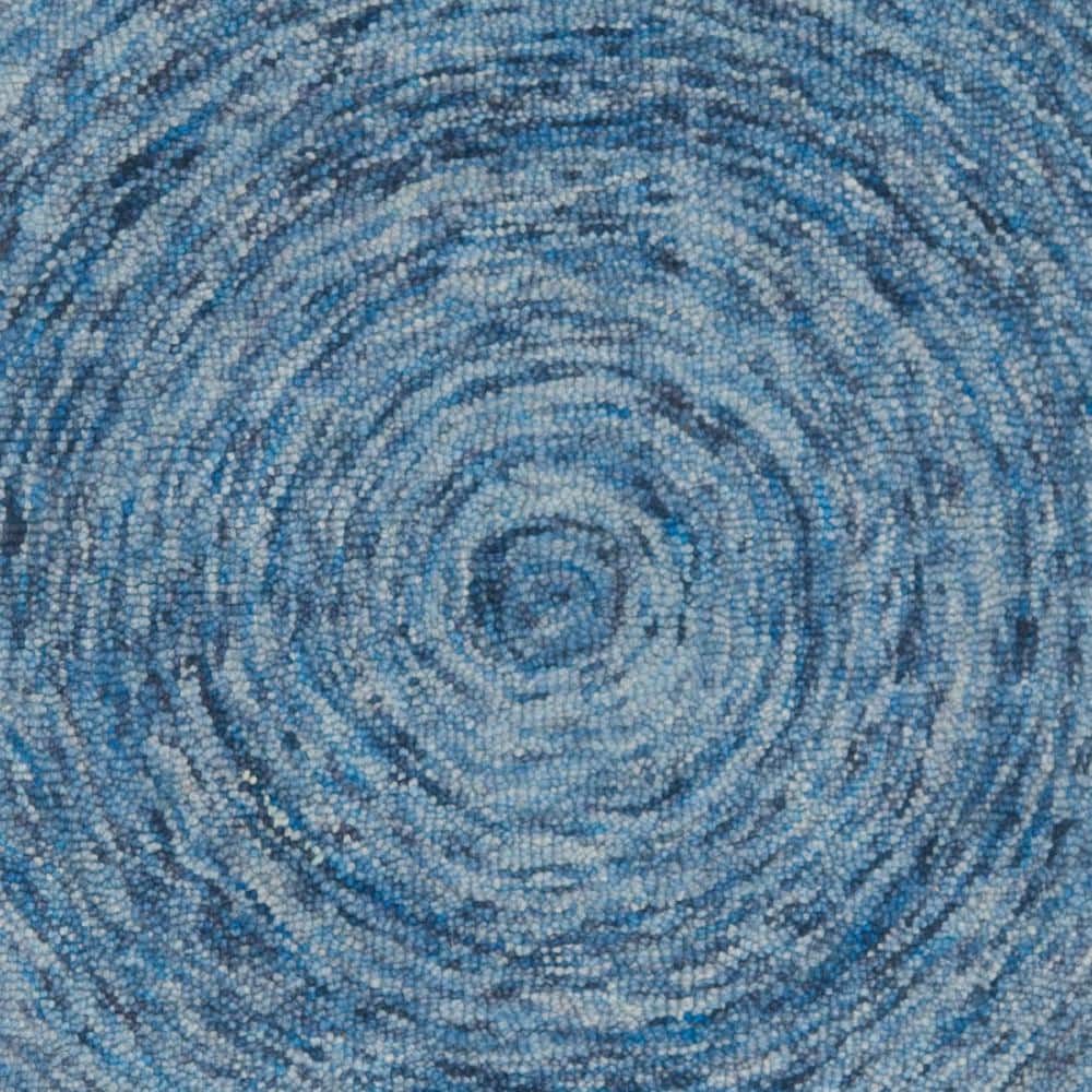 Handmade Dark Blue Wool Tufted Runner Rug
