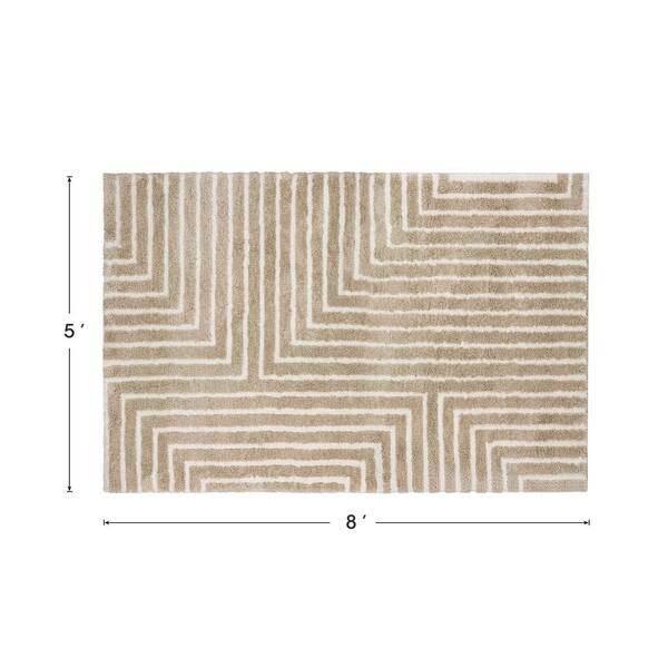 Glitzhome 5ft. x 8ft. Geometric Beige Shag Area Rugs