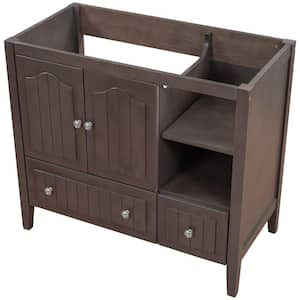 35.00 in. W x 17.52 in. D x 31.02 in. H in. H 2-Drawers Bath Vanity Cabinet without Top in Brown Unassembled