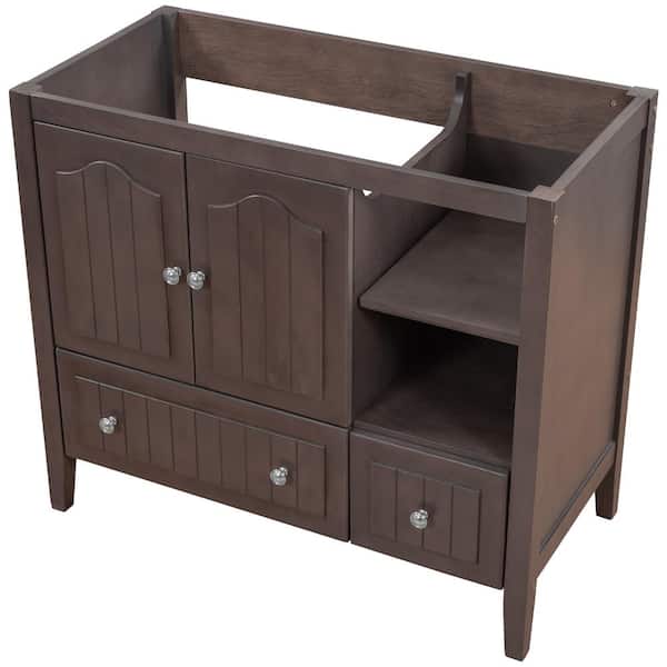 Dimakai 35.00 in. W x 17.52 in. D x 31.02 in. H in. H 2-Drawers Bath Vanity Cabinet without Top in Brown Unassembled