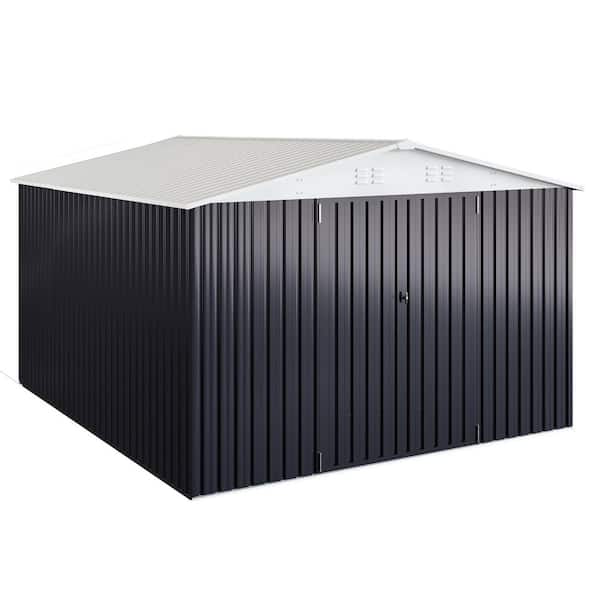 12 ft W x 10 ft D Metal Storage Shed with Reinforced Frame and Locking Doors(120 sq. ft.)