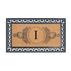 A1HC Heavy Duty Single/Double Rectangle Doormat Black/Beige 30 in. x 48 in. Coir and Rubber Monogrammed I Doormat