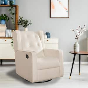 Cream Microfiber Recliner Swivel Glider Rocker Recliner