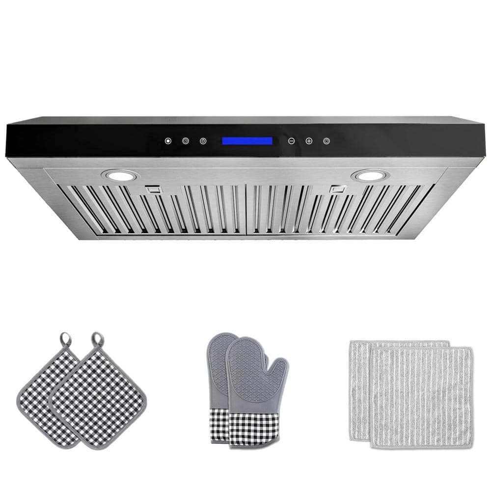 30 in. 300 CFM Ducted Under Cabinet Range Hood with 3-Venting Options, Remote, Touch Control LCD in Black Glass price history on PriceWatchPro