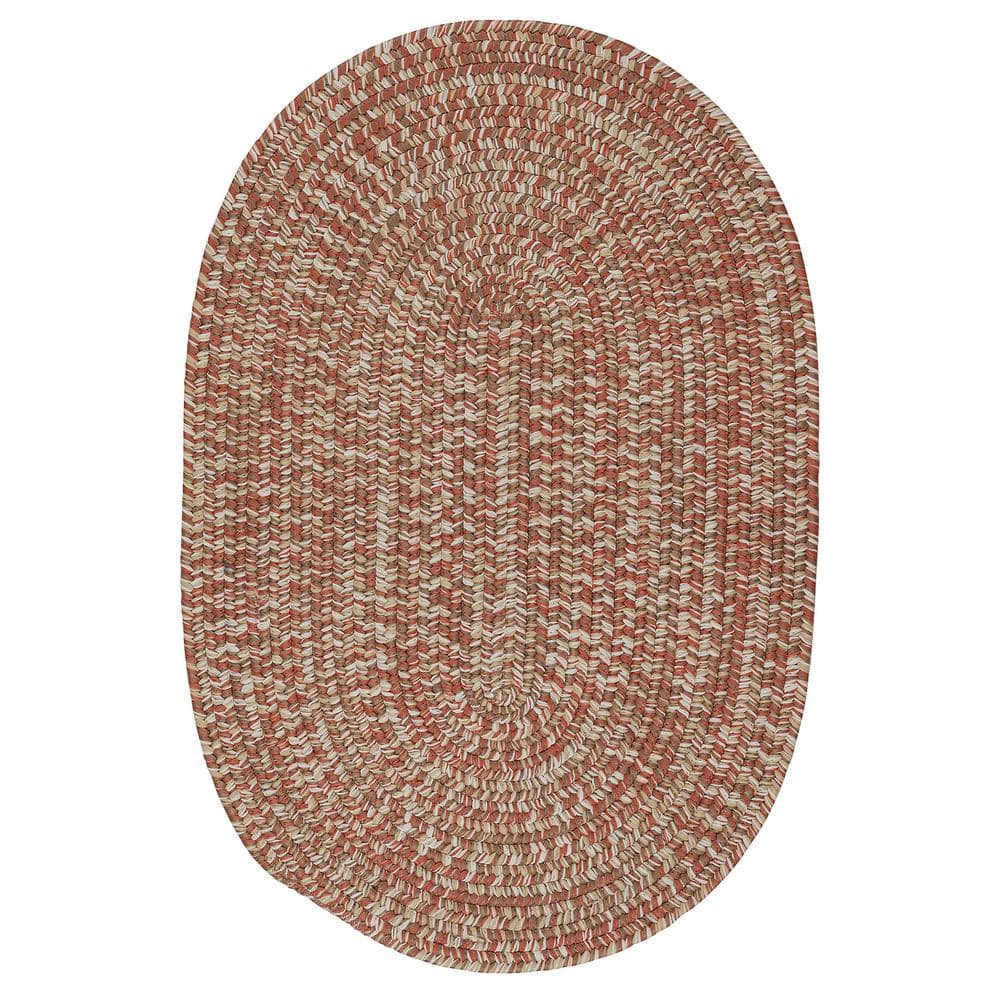 Old Farm Terracotta 2 ft. x 4 ft. Tweed Indoor/Outdoor Oval Area Rug