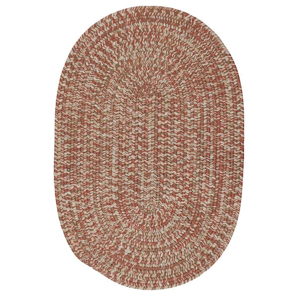 Old Farm Terracotta 3 ft. x 5 ft. Tweed Indoor/Outdoor Oval Area Rug