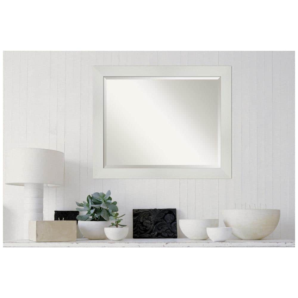 Elegant Mosaic White Wood Framed 26.5" Vanity Mirror