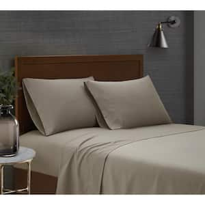 Garment Wash Solid 3-Piece Khaki Microfiber Twin Sheet Set