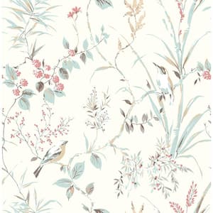 Mariko Cream Botanical Blue Wallpaper Sample