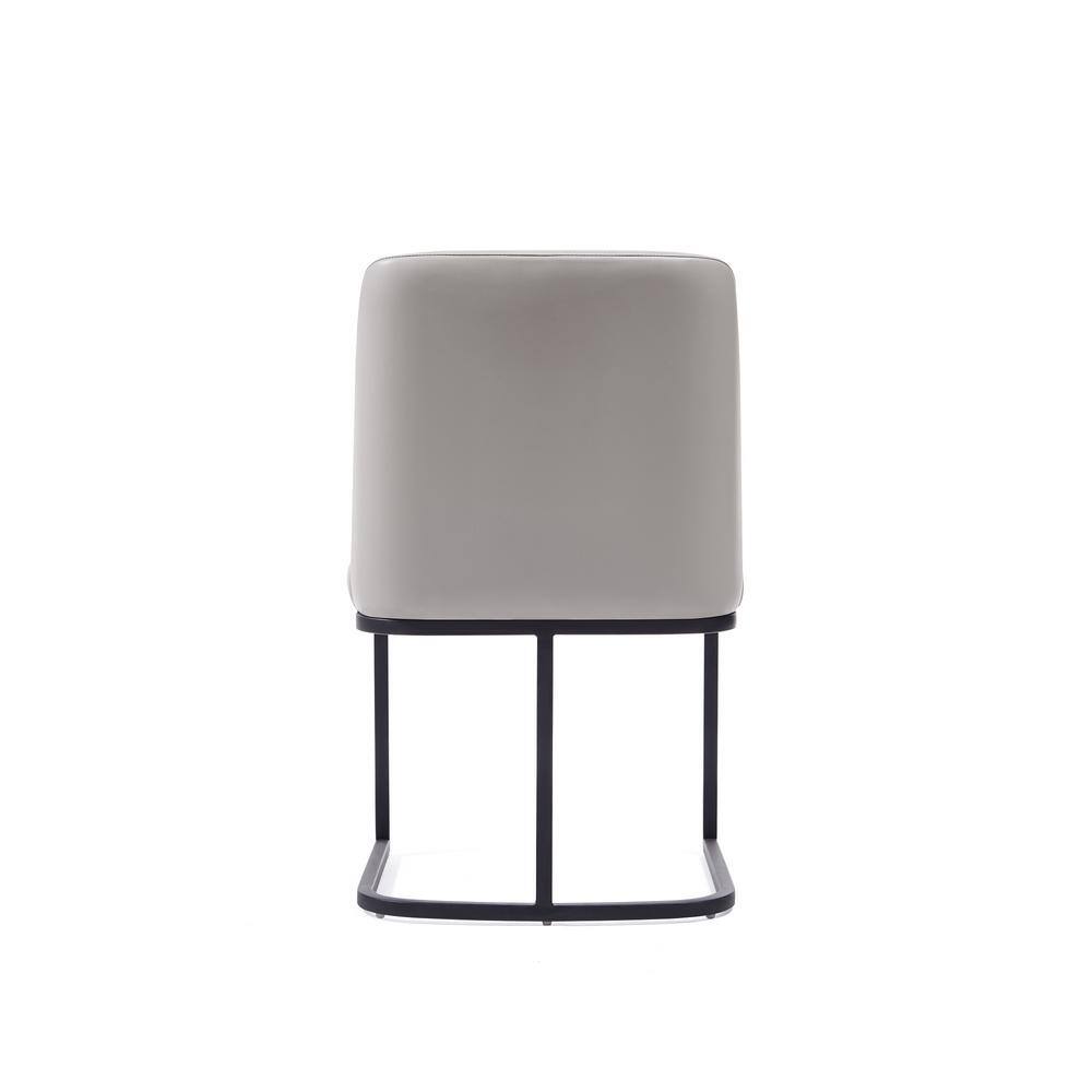 Serena Light Grey Faux Leather Upholstered Dining Arm Chair Set with Metal Frame